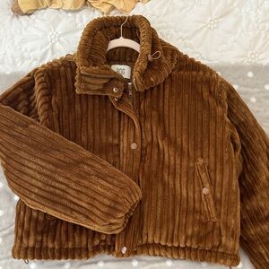 Women’s Brown Corded Plush Jacket